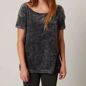 We The Free Velvet Charcoal Grey Doran Grunge Short Sleeve Oversized Boxy Tee XS